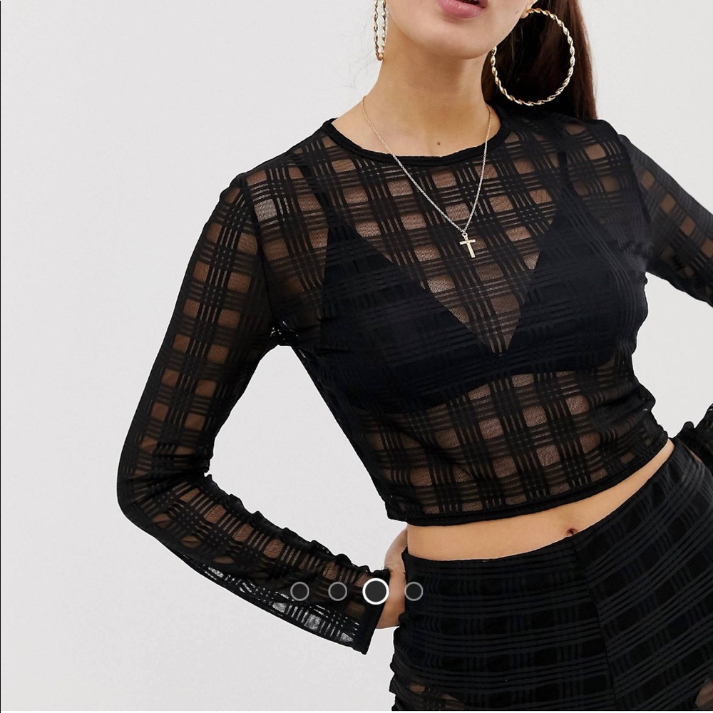 Missguided Check Mesh 2 Piece set - Picture 3 of 9